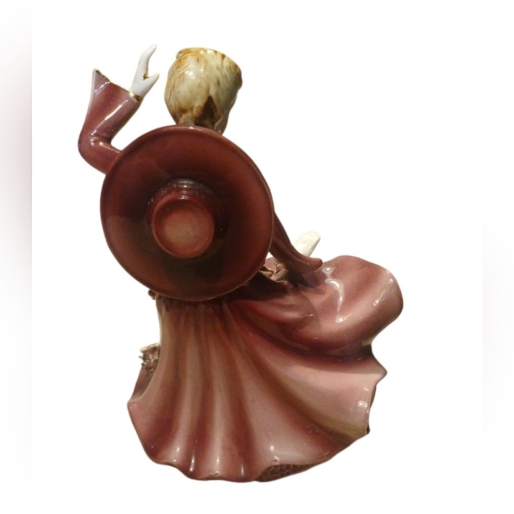 Lefton Burgundy and Cream Lady Figurine - Picture 2 of 7
